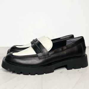 Dolce Vita Elias Black White Leather Square Toe Loafer 6 1/2